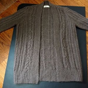 Brown Cable Knit Cardigan